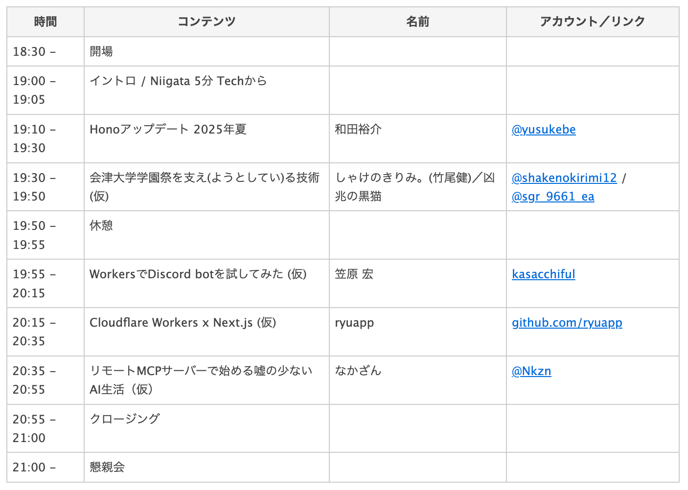Timetable